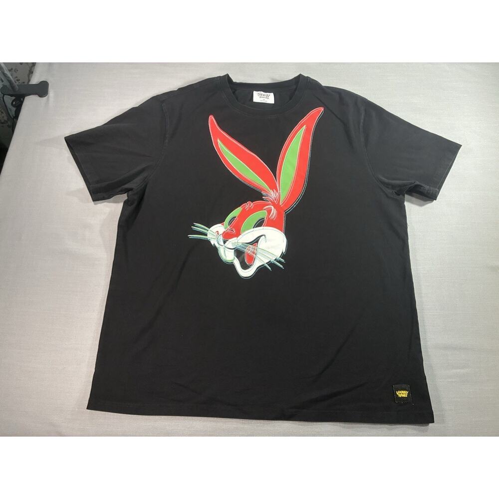 Looney Tunes Bugs Bunny Graphic T Shirt Mens 2XL Black Cartoon Streetwear